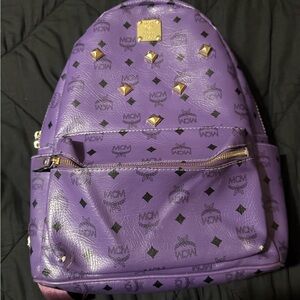 Faux leather purple and gold studded backpack #backpack